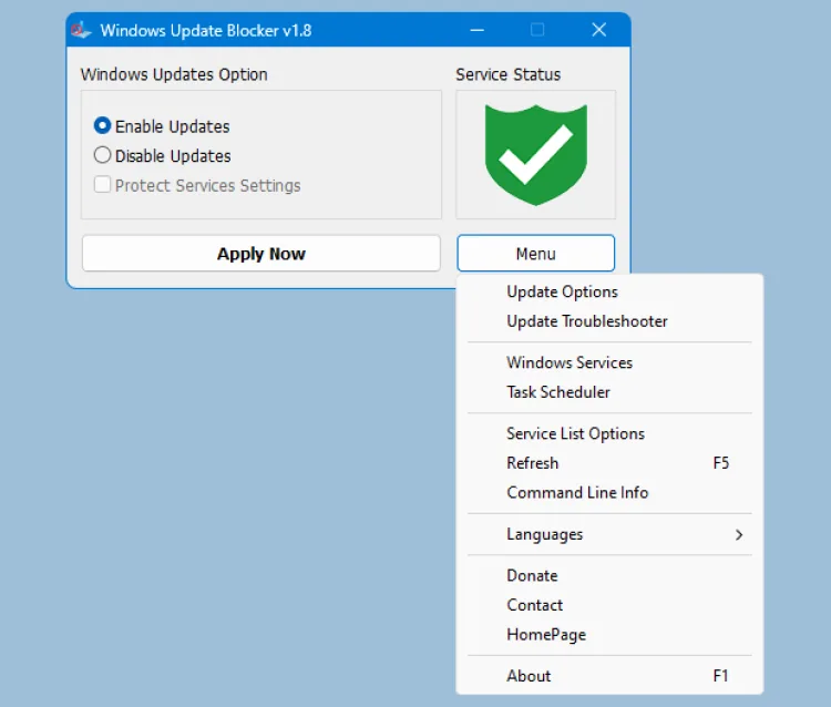 Windows Update Blocker 主界面